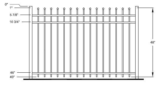 48 Inch Aurora Residential Aluminum Fence