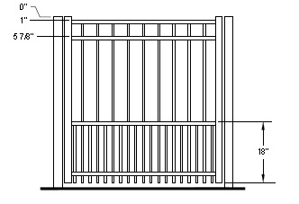 72 Inch Auburn Commercial Puppy-Picket Aluminum Fence Panel